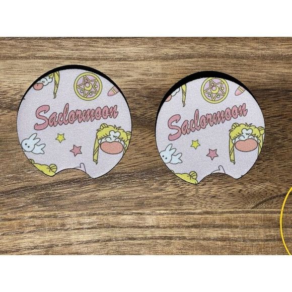 Sailor Moon Light Pink Car Coasters 2 Pack - Picture 3 of 10